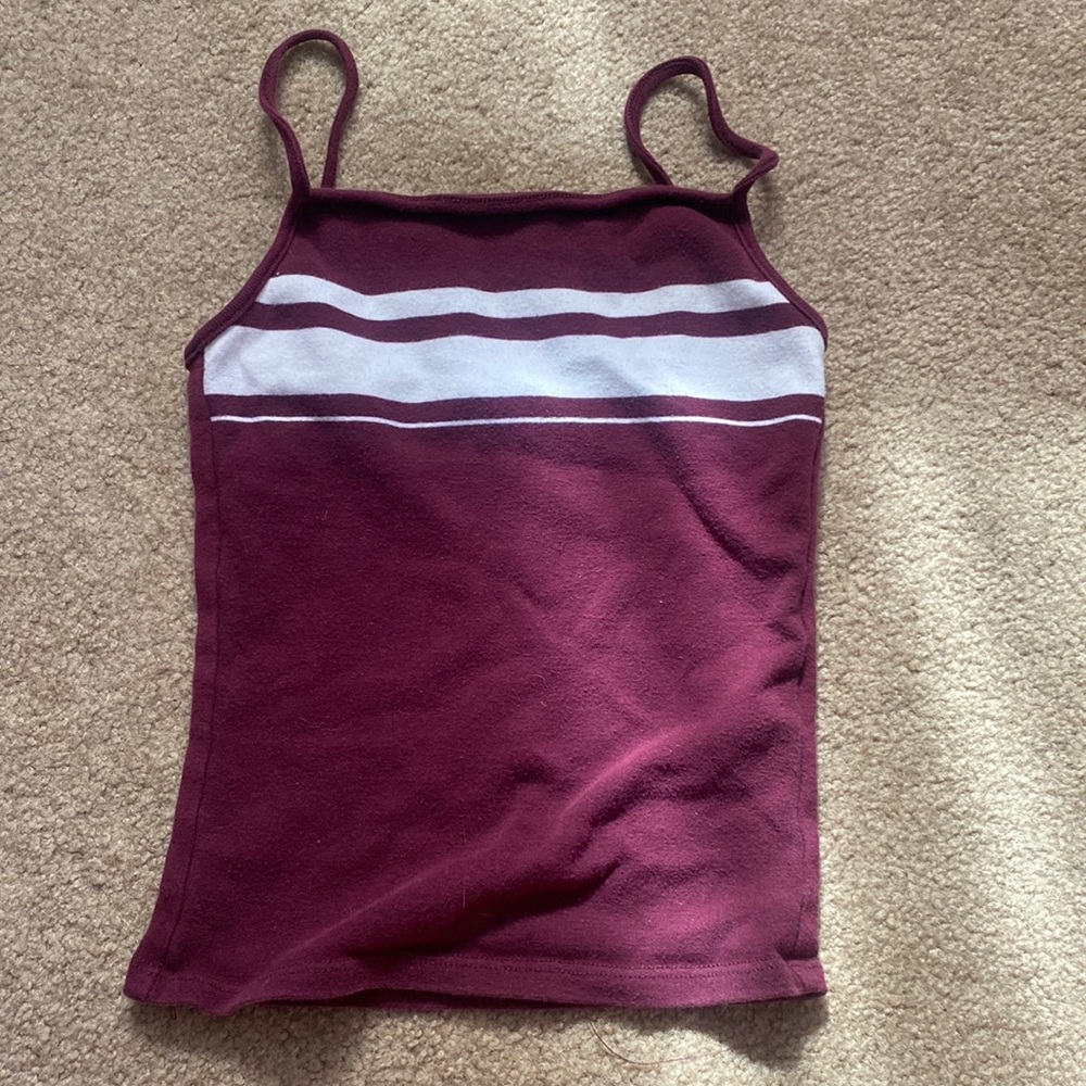 Red and White Square Neck Garage Tank Top